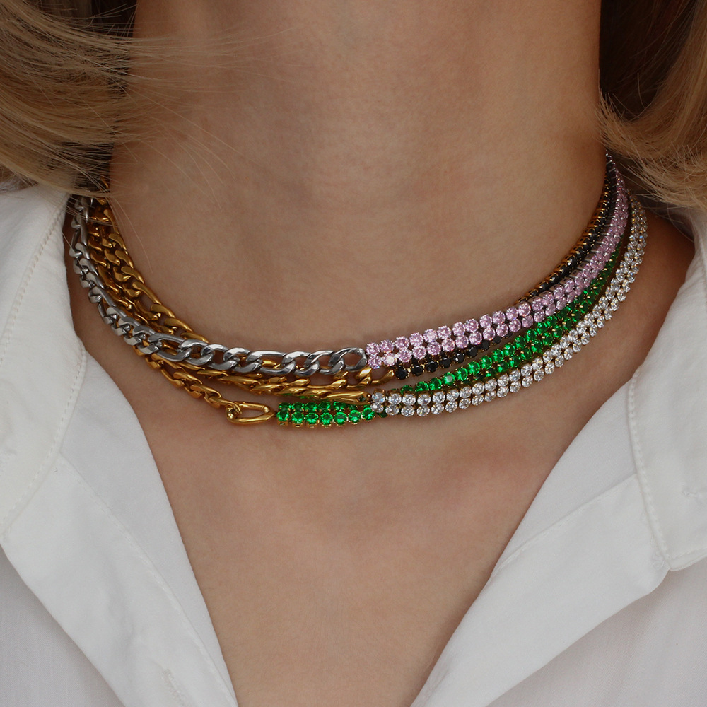 Mode Ornement En Gros Couture Figaro En Acier Inoxydable Collier Bracelet Ensemble display picture 4