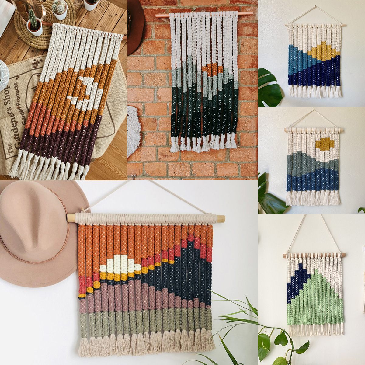 New creative handcrafted mural tapestry, home and homestay decoration, landscape tapestry, background wall_voghion.com