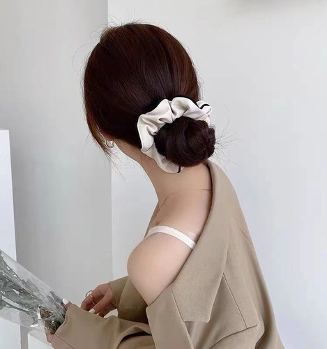 Goddess Style~ Korean Version Ins Quality Sweet Pig Intestine Hairpin High-Grade Cotton Linen Pleated Striped Edge French Hairpin