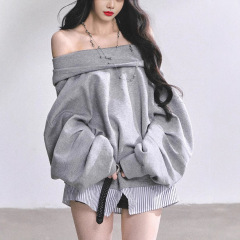 少也眼耶鲁少女 假两件美式oversized连帽卫衣女秋季宽松显瘦上衣