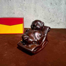 黑檀木雕刻 摇摇猪实木质福猪工艺品 十二生肖猪特色家居客厅摆件