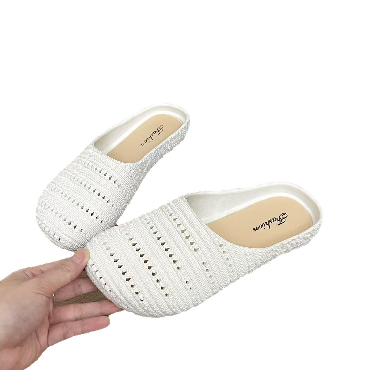 Geweven Birkenstock halve slippers voor dames, nieuwe stijl 2026, gesloten instapschoenen, platte slippers voor dames_voghion.com