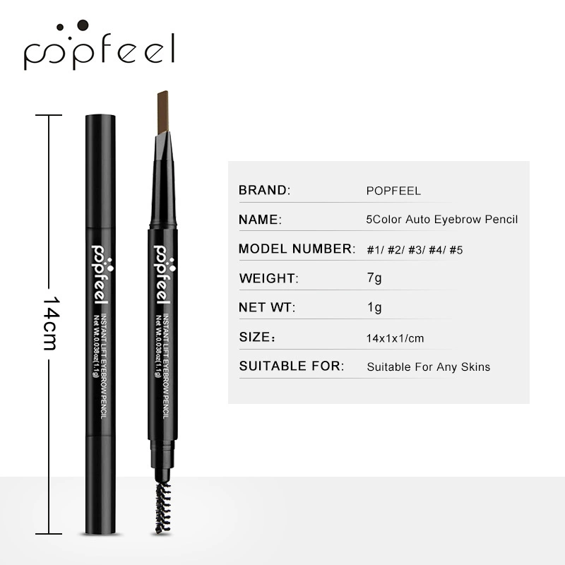 POPFEEL Double-sided automatic eyebrow pencil, makeup primer, protects against sweat, no smudge