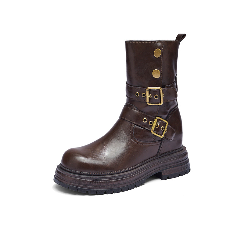 El león antiguo Martin botas de tacón alto para mujeres 2025 nuevo otoño grueso Meirard estilo inglés botas vaqueras occidentales