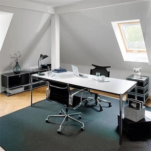 Medieval Style Usm Office Desk Computer Desk Writing Desk Ins Bauhaus Rectangular Conference Table Stainless Steel Table Legs