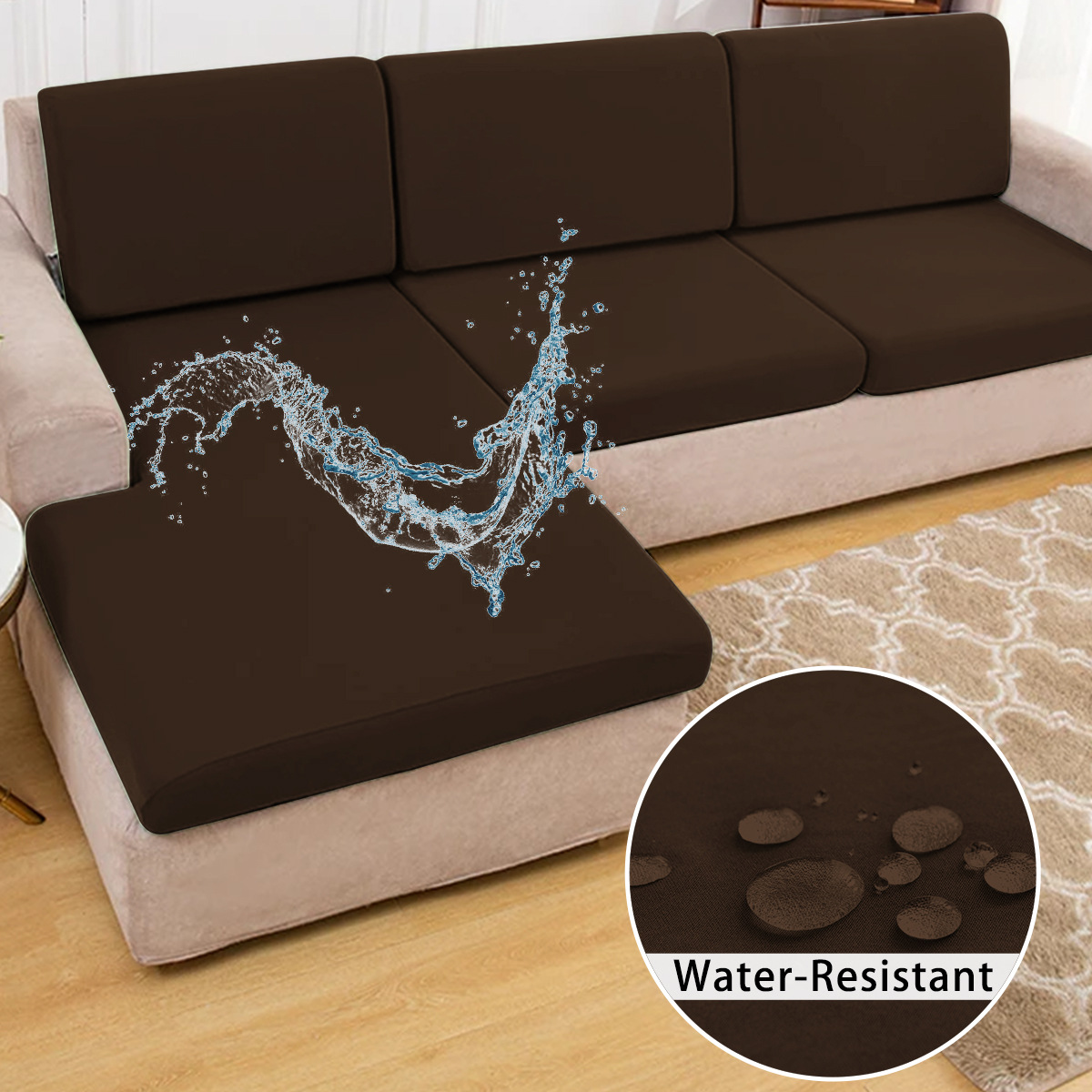 Amazon color sólido elástico 75D seda de leche impermeable sofá cojín cubierta universal todo incluido sofá gaza cubierta de sofá