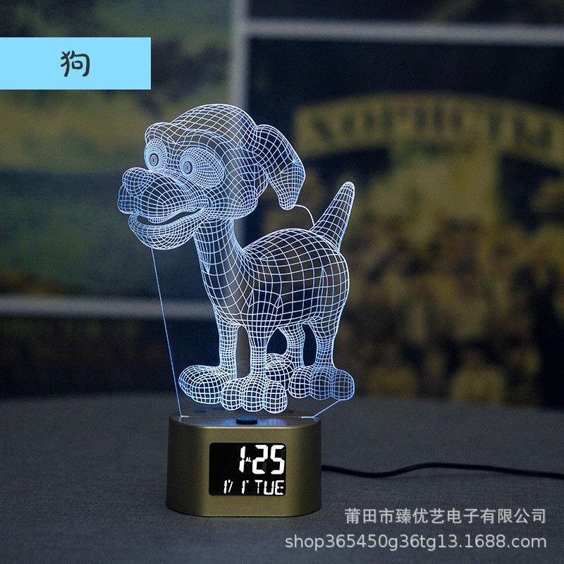 Reloj despertador infantil 3D creativo de venta caliente, luz nocturna multifunción, reloj electrónico de regalo, venta directa de fábrica