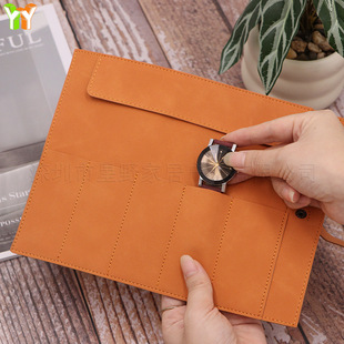 Spot Retro Suede Leather Watch Strap Cosmetics Bag, Portable Crazy Horse Leather Roll Bag, Suitable for iWatch Watch Roll Bag