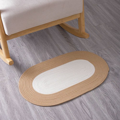 Cotton thread floor mats, bedroom and bathroom front door absorbent non-slip floor mats living room entrance household oval absorbent mat Japanese style