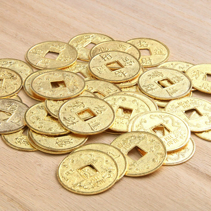 仿古钱币招财进宝金色铜钱乔迁开业发财树相框diy填充物元宝算盘