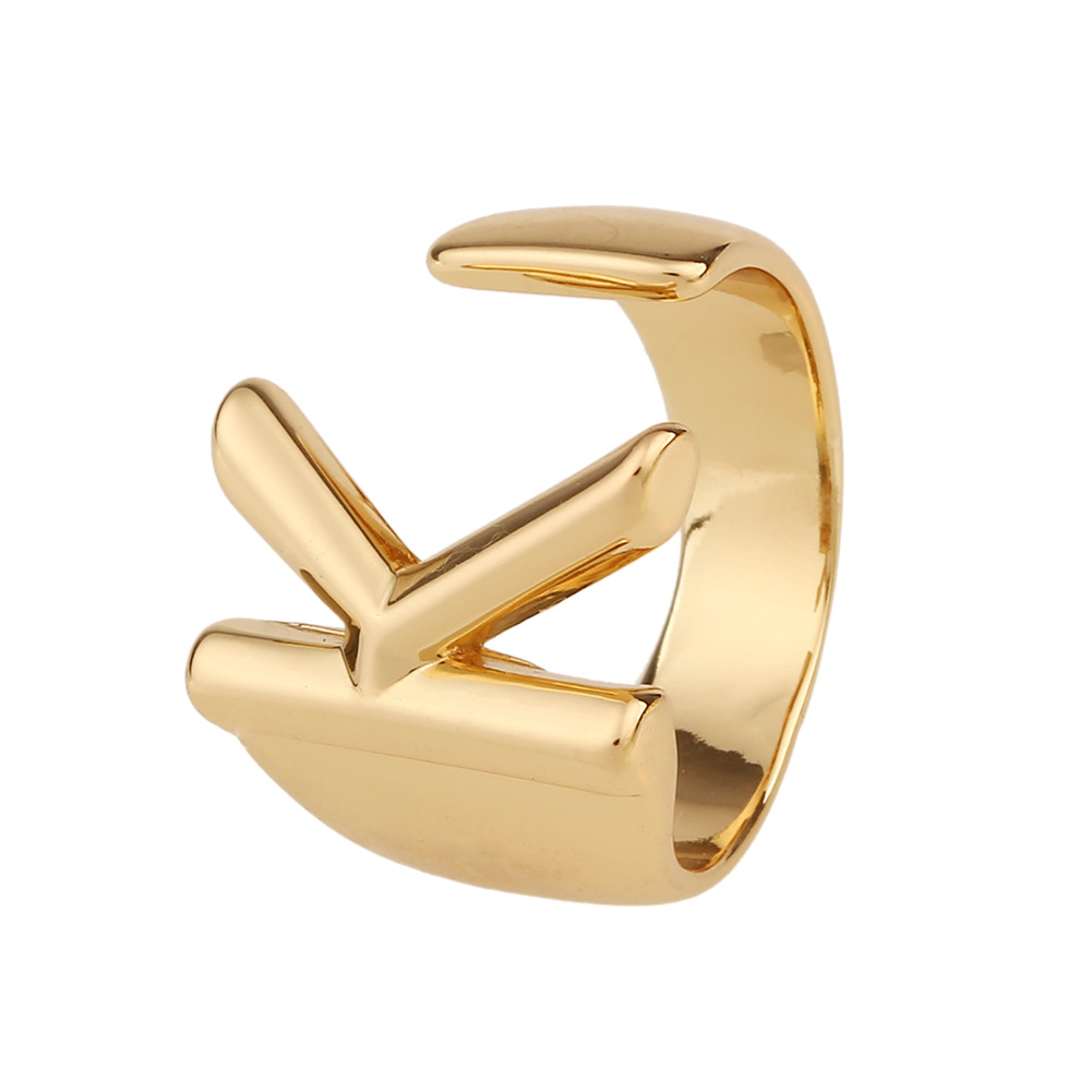 5g Weight Birthday Occasion Copper Material Letter Pattern Unisex Gender Fashion Style Fashion New Style Copper 26 English Letter Ring 22