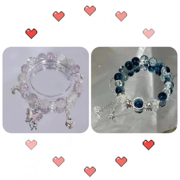 Quick gift◇Star Moon Purple Butterfly Love + Galaxy Star Bracelet