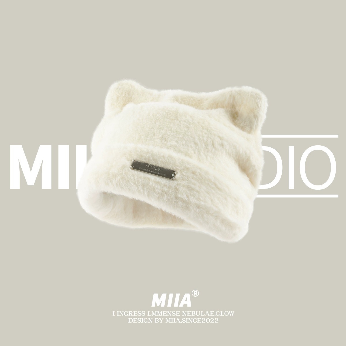 2023 Nuove orecchie di gatto carine (pane a forma di orecchio di gatto al vapore) Lana da donna autunno e inverno visone come lavorato a maglia soffice e caldo_voghion.com
