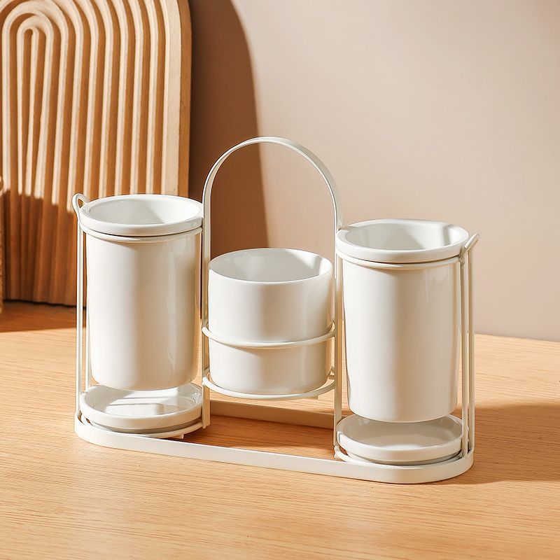 무무늬 이중젓가락통 + 수납통 + 철제선반