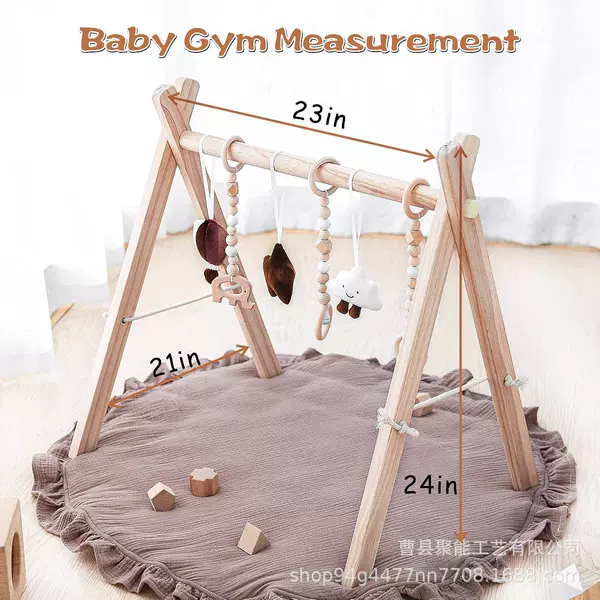 Decorative Nordic Style Wooden Fitness Ornaments Newborn Baby Baby Fitness Rack Toy Bell Fitness Rack Hanging