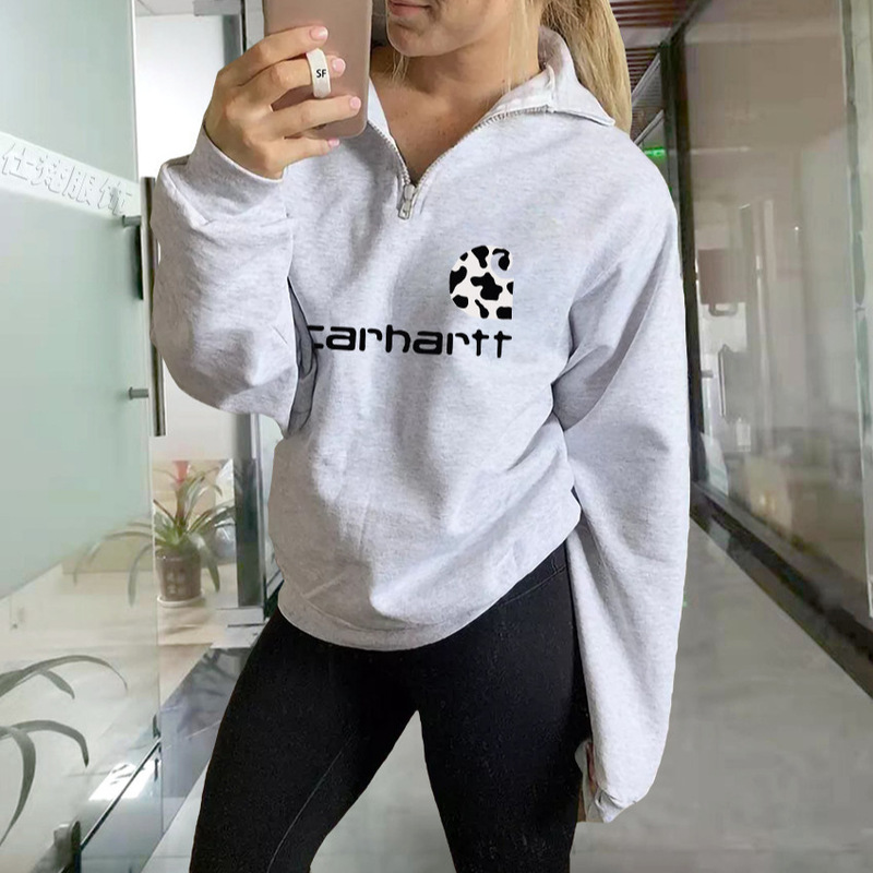 in stock wish European and American best selling autumn and winter women's clothing Carhart Carhart leopard print zipper sweater women in stock wish European and American best selling autumn and winter women's clothing Carhart Carhart leopard print zipper sweater women