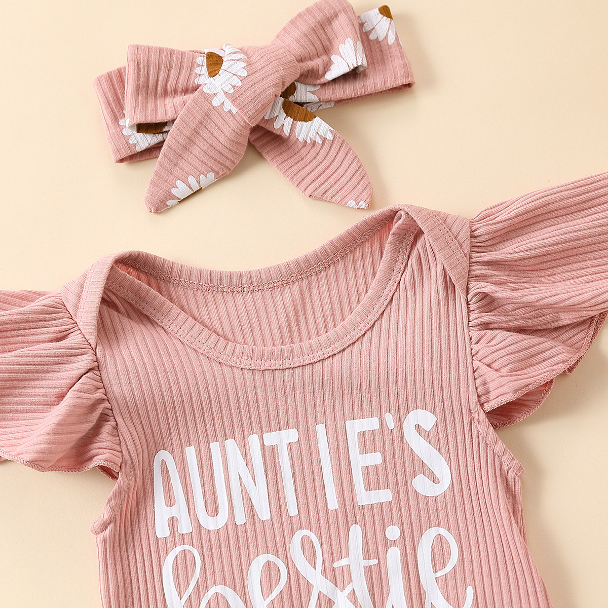 Ensemble deux pièces rose pour bébé et petite fille, pull mignon + faux short à cordon de serrage, E2336A_voghion.com