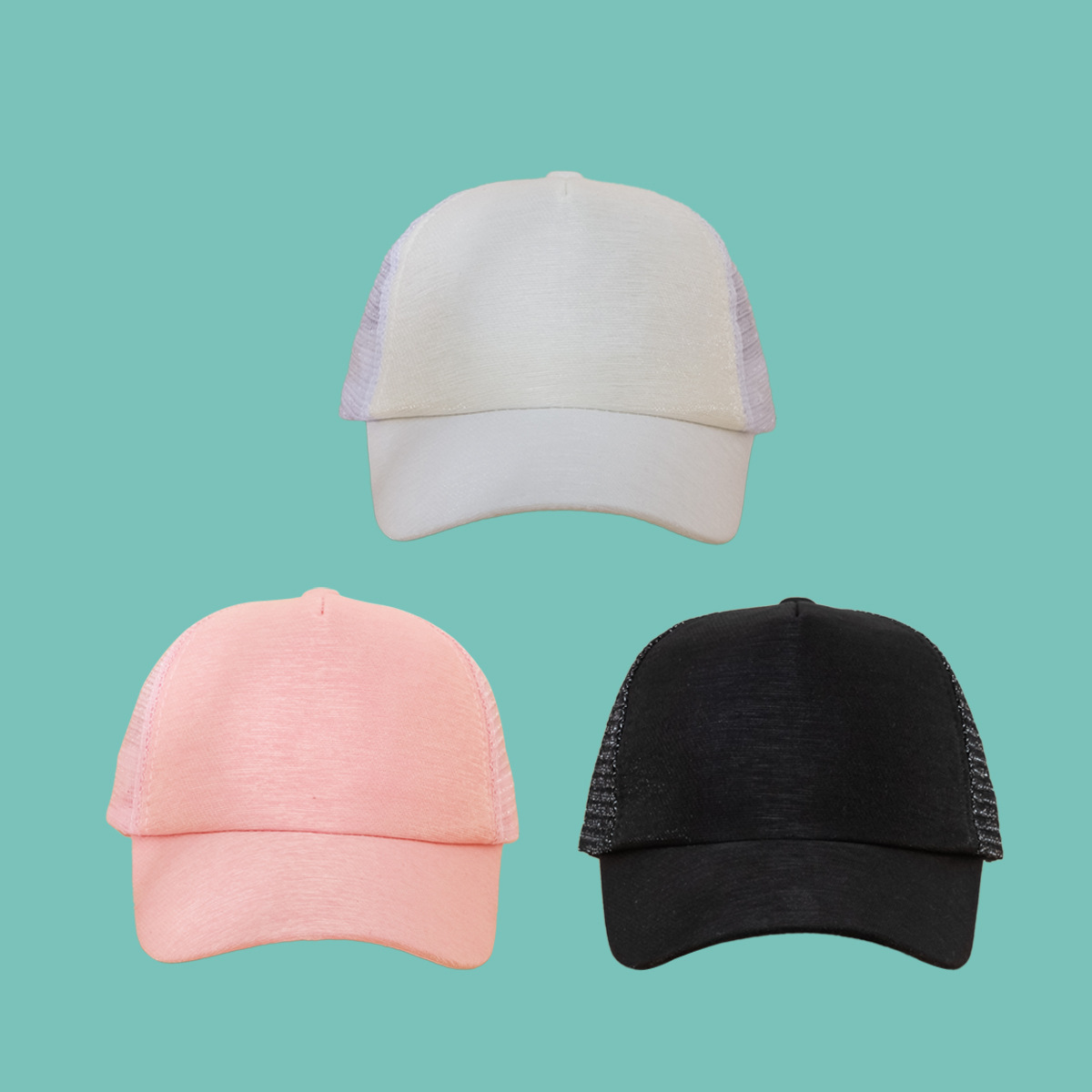 Korean Pink Mesh Cap Baseball Cap display picture 11