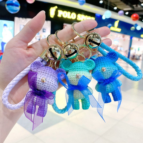 New resin gradient fur keychain, car key ring, fashionable and cute bag hook, creative small gift