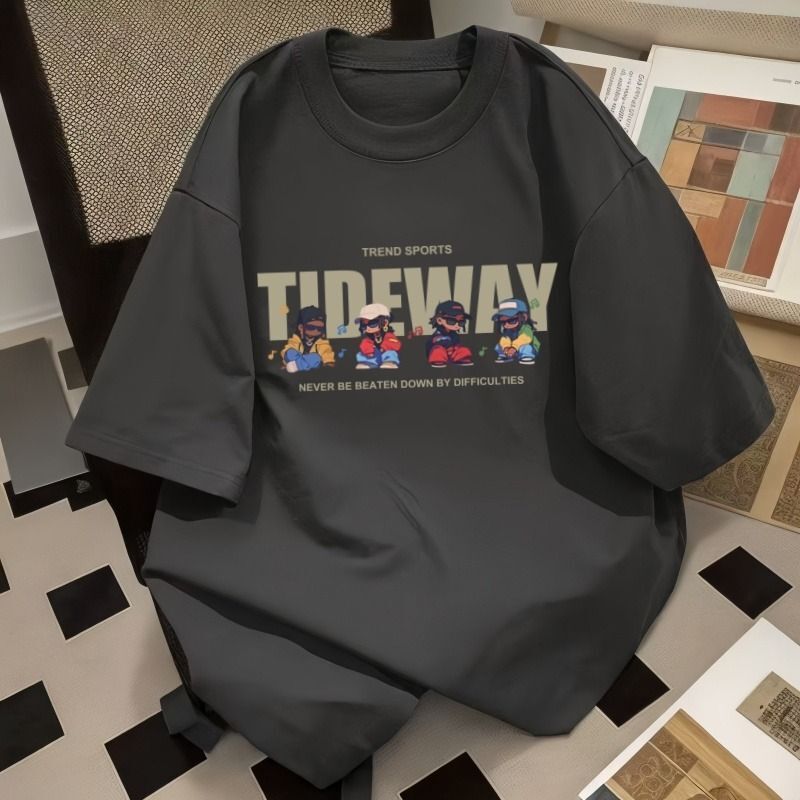 100% Cotton Short-Sleeved T-Shirt Men's Summer New American Fashion Brand Loose Half-Sleeved Youth Clothes Boys' T-Shirt