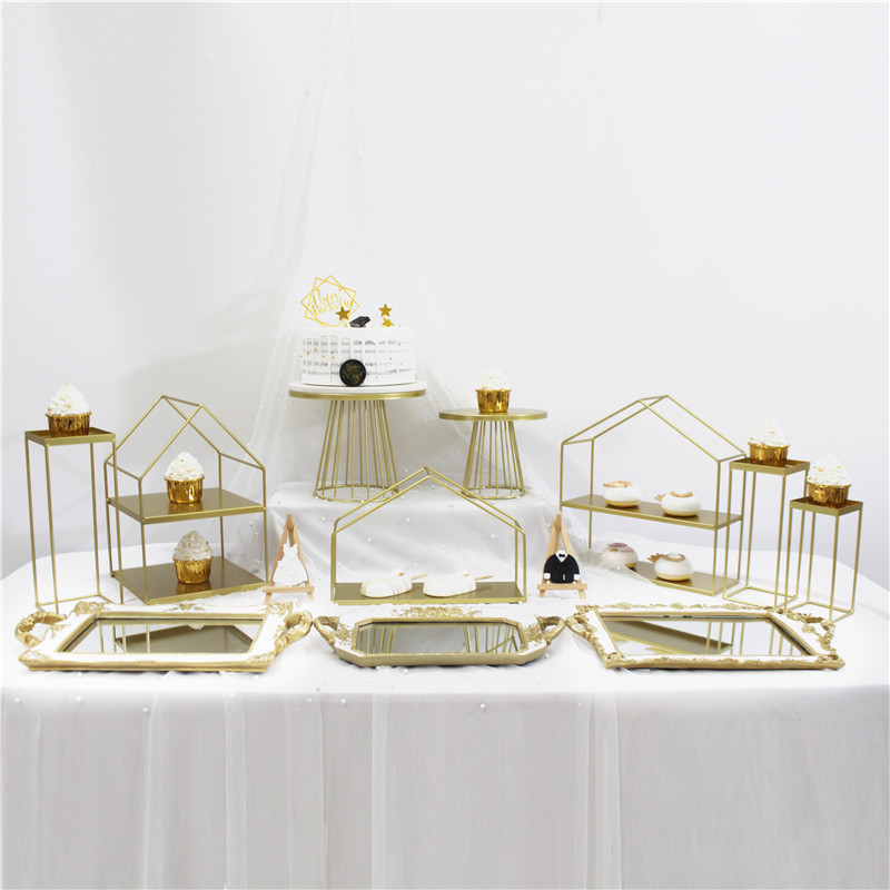 Decoración de mesa de postre de estilo europeo soporte de exhibición té de la tarde plato de merienda estante de la torta comida fría té romper la mesa decoración Arreglo de La boda