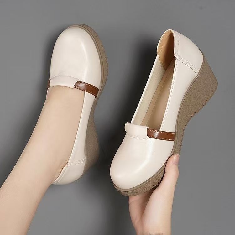 New Summer Women's Shoes for Foreign Trade, Thick-Soled Roman Style, Breathable, Retro, Casual, Classic, Stylish Wedge Heels, Mom Loafers