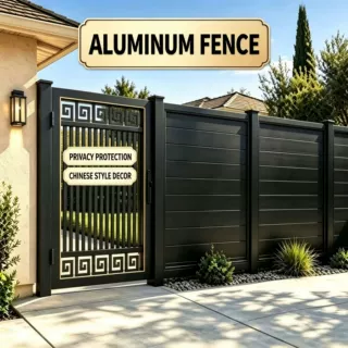 铝合金围栏庭院别墅围墙护栏黑色隐私防护装饰栅栏Aluminum Fence