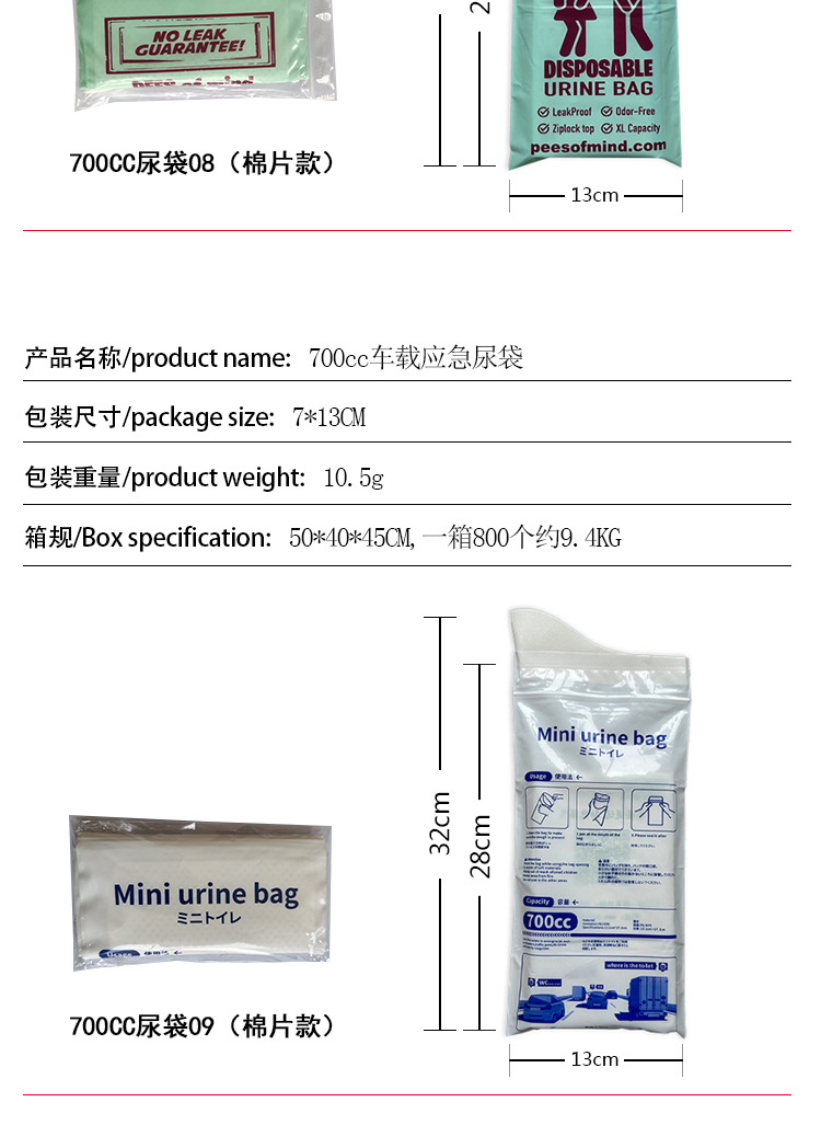 3-Pack of Portable Disposable Emergency Urine Bags for Car Use, Suitable for Both Men and Women, Travel Emergency Urine Bags