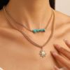 Brand necklace, design turquoise pendant solar-powered, chain for key bag , boho style, European style