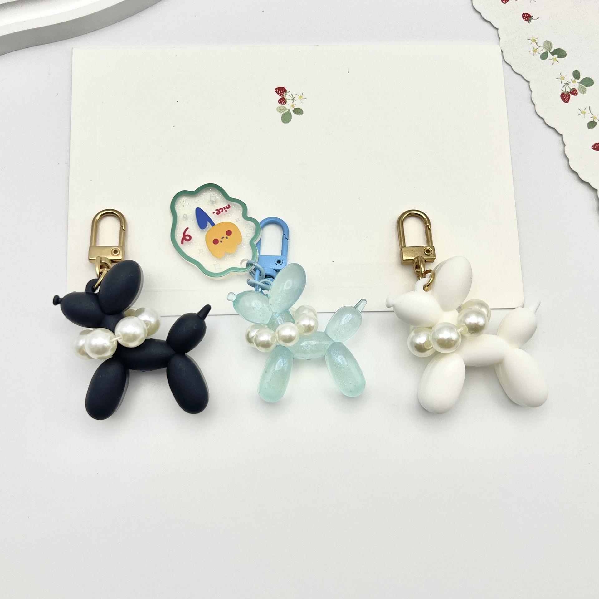 새로운 흑백 버블 개 입체 진주 DIY 블라인드 박스 귀여운 휴대 전화 체인 자동차 키 체인 가방 펜던트