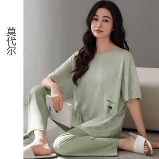 厂家夏季新品现货直销莫代尔女士睡衣舒适带胸垫家居服套装可外穿