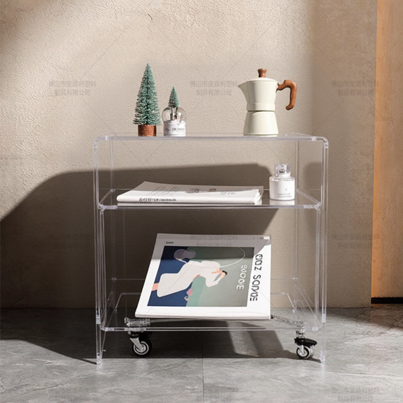 Acrylic Side Table Living Room Sofa Small Coffee Table Italian Minimalist Bedside Table Storage Rack Transparent Storage Storage Furniture