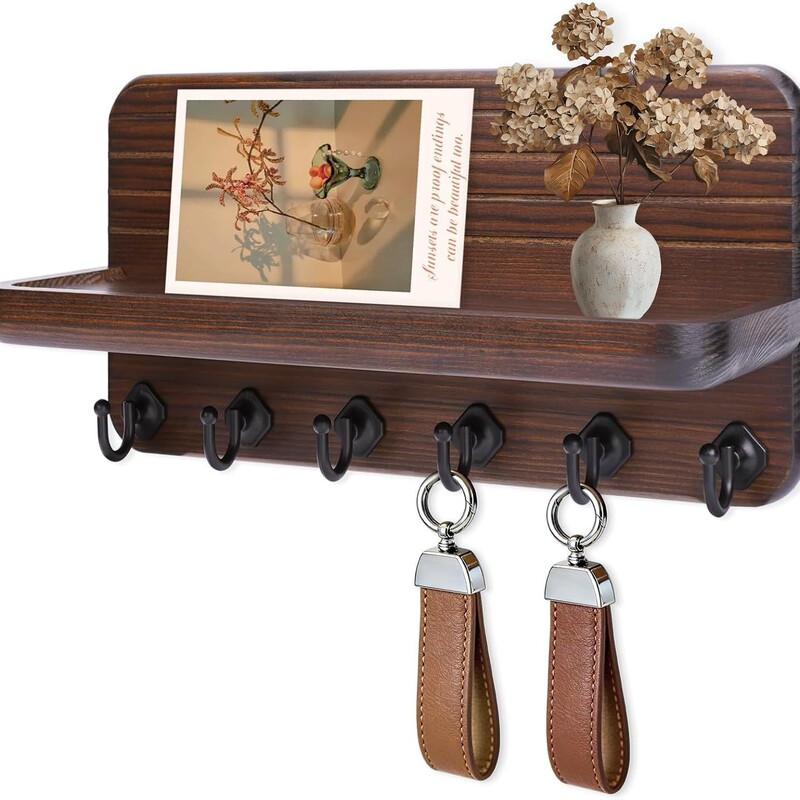 Wooden Wall-Mounted Storage Rack for Living Room, Entryway, Behind the Door, for Keys, Bags, Storage, Organization, Hooks, Photo Frames, Envelope Display Rack Wooden Wall-Mounted Storage Rack for Living Room, Entryway, Behind the Door, for Keys, Bags, Storage, Organization, Hooks, Photo Frames, Envelope Display Rack