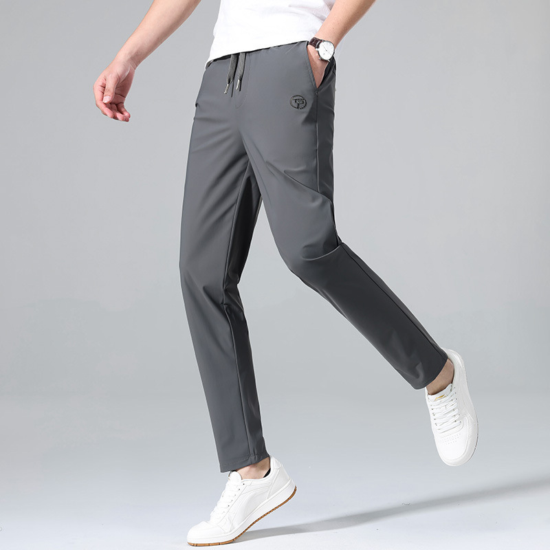 Factory Direct Sale Summer Ice Silk Quick-Dry Casual Pants Men's Thin Straight-Leg Jogger Breathable Sports Pants