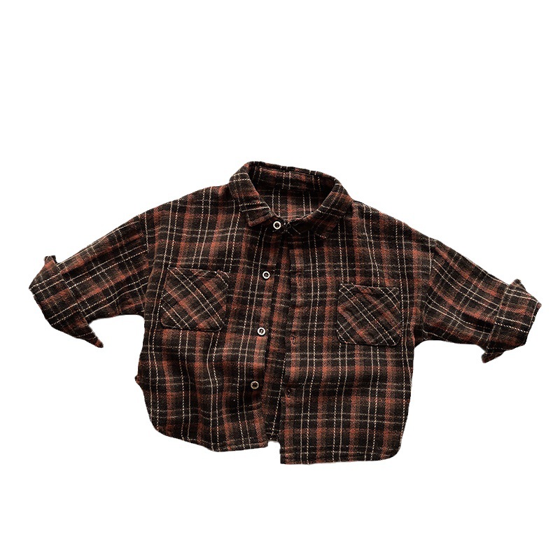 Camisa de Niños de moda personalizada para niños Otoño Nueva camisa de manga larga para niños a cuadros estilo coreano para niñas ropa de bebé para niños