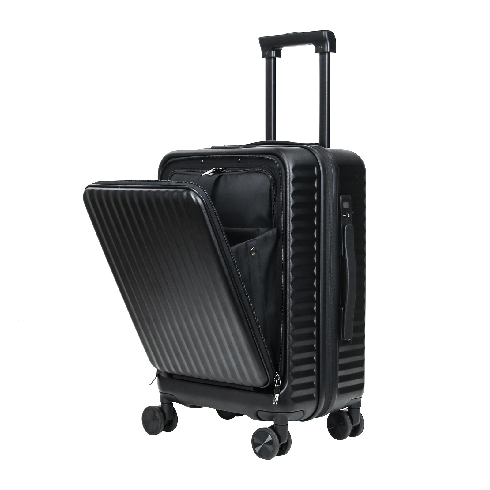 Vali xách tay 20 inch khóa vân tay có tay cầm cân trọng lượng, mở phía trước, khóa TSA — Màu đen, Màu trắng chi tiết 5