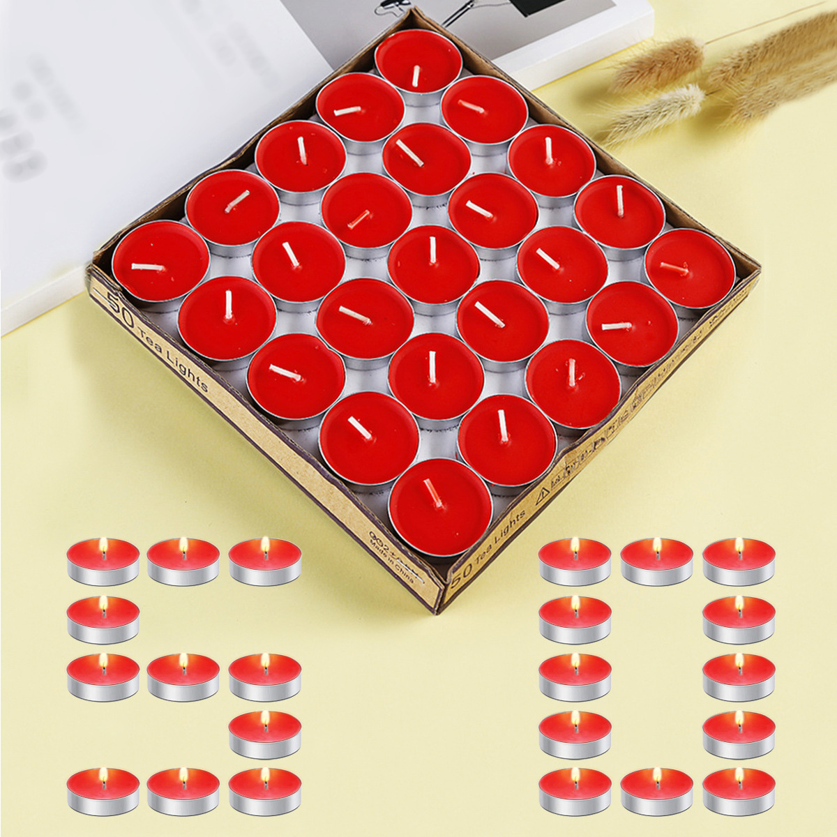 Fabricantes al por mayor círculo de vela de banana cumpleaños romántica atmósfera sin humo decoración de boda lámpara de té velas pequeñas