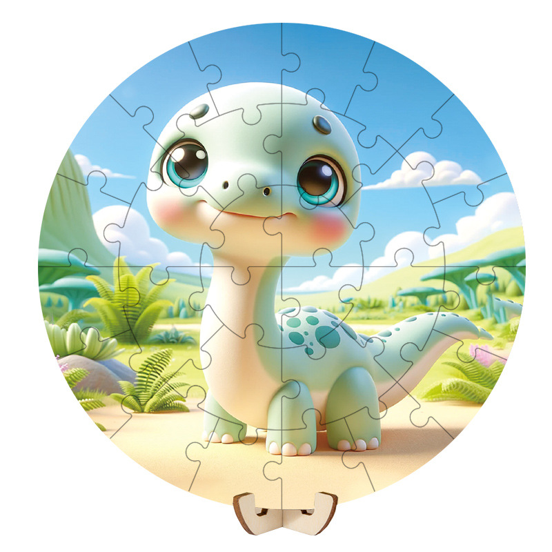 Educación temprana de madera para niños 28 piezas de rompecabezas de dibujos animados de estilo animal dinosaurio marino rompecabezas de dibujos animados