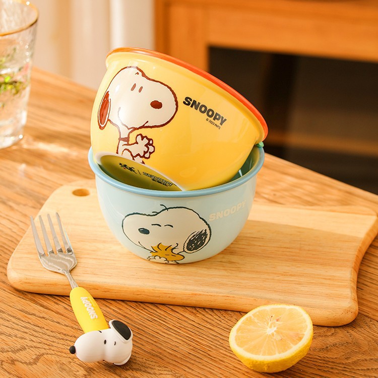 Snoopy cuenco de cerámica doméstico de 4.5 pulgadas cuenco de arroz de alto valor de superficie cuenco de arroz cuenco de sopa cuenco de fideos cuenco de dibujos animados encantadores cubiertos
