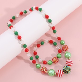 Children's jewelry European and American cross-border popular new Christmas color children's acrylic necklace bracelet suit