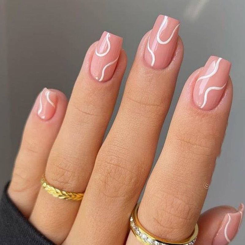 French wear nail line art nail color matching fake nail Press on nail wear nail European and American Wholesale