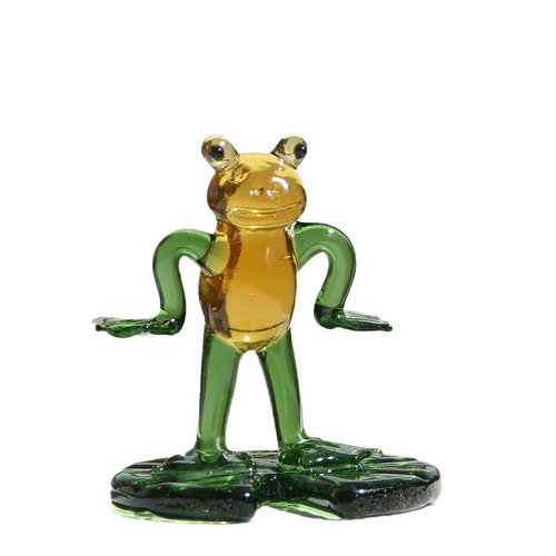 Cross-border wholesale Zibo glass art frog decorative cute yoga car interior decoration creative glass craft ornament