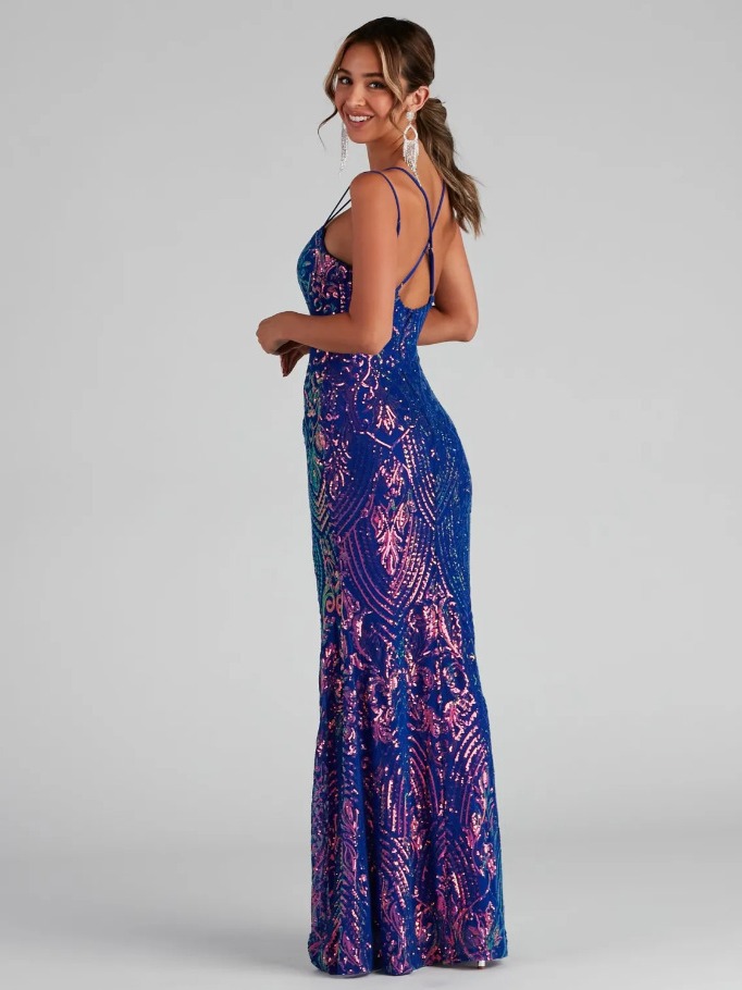 Transfronterizo europeo y americano sexy fuera de cuello lentejuelas piso vestido de noche elegante split banquete vestido de fiesta para las mujeres