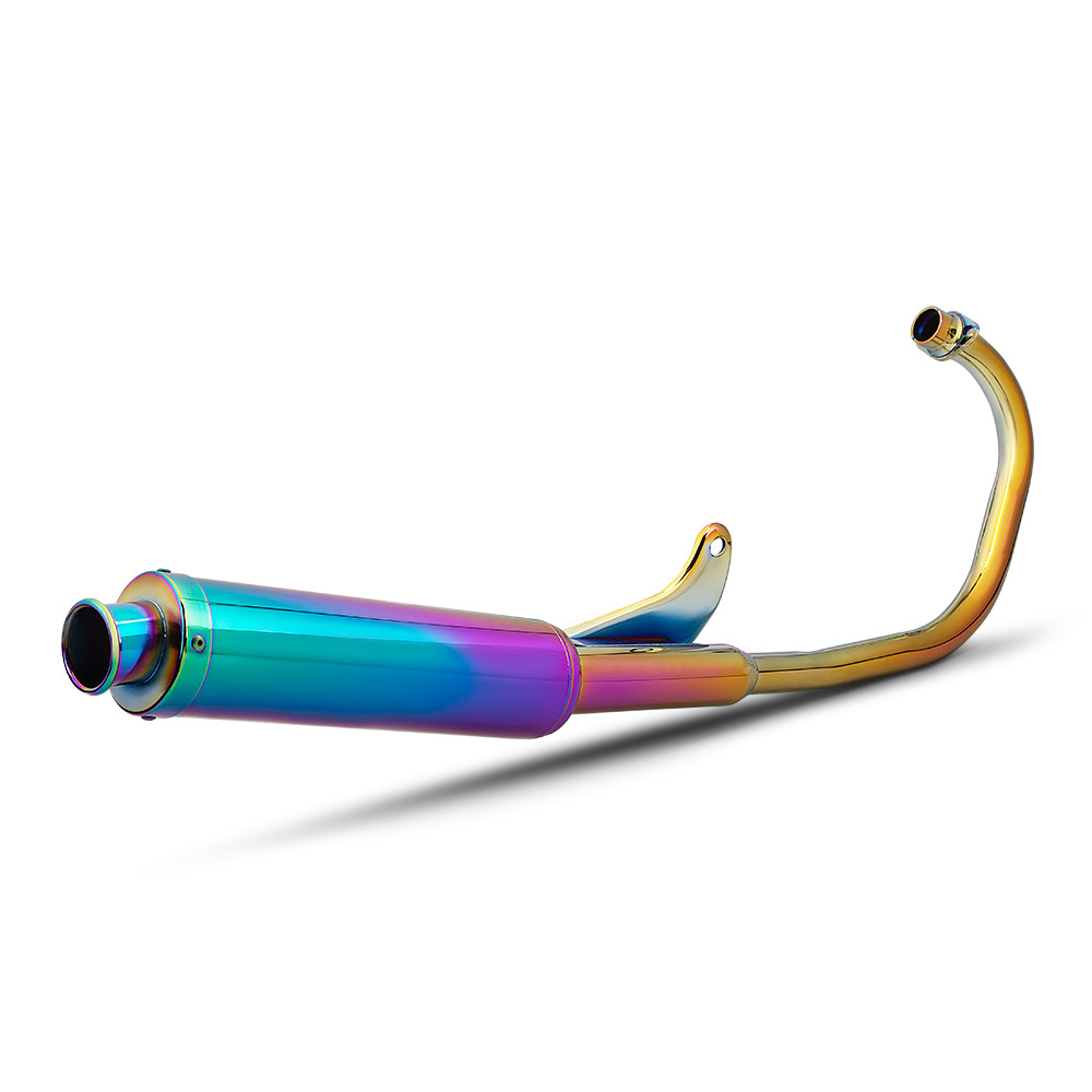 Motorcycle Cg125 Modification Stainless Steel Front Exhaust Pipe and Rear Exhaust Pipe, Colorful Full-Length Exhaust Pipe with Non-Destructive Installation