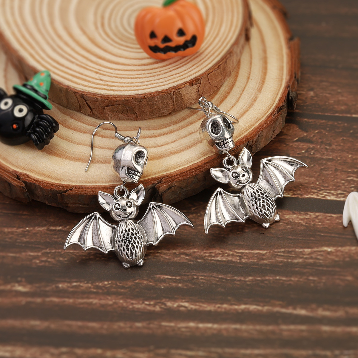 26g Weight Drop Earrings Classification 1 Pair Quantity Daily, Festival Occasion 1 Pair Halloween Retro Spider Spider Web Skull Plating Alloy Drop Earrings
