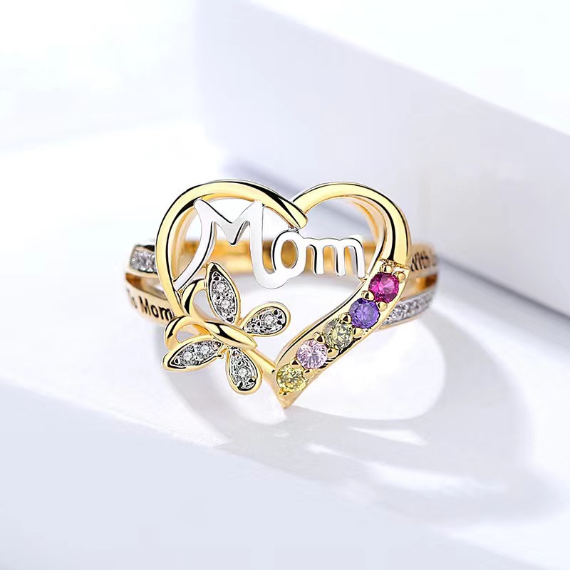 Yunjinwish comercio electrónico transfronterizo joyas de mano de venta caliente amor anillo de madre regalo del día de la madre anillo de mujer image 12
