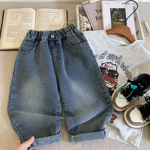 Children's Jeans 2025 Autumn New Fashion Kids' Pants Boys Korean Style Versatile Pants Baby Stylish Loose Outerwear