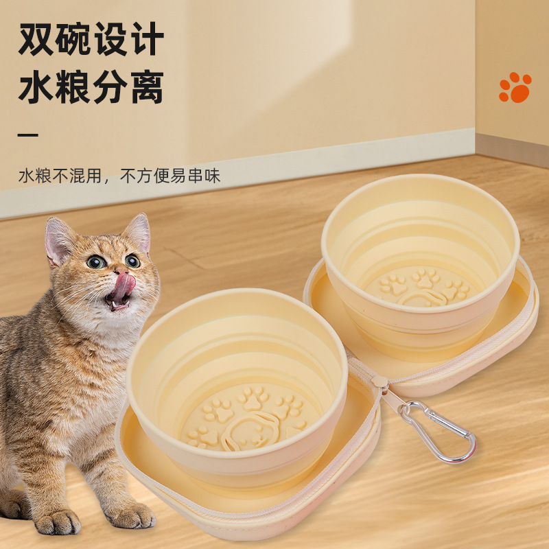 Nuevo tipo transfronterizo doble tazón colgante taza de agua portátil perro gato fuera de beber agua alimentando tazón plegable mascota hervidor de agua