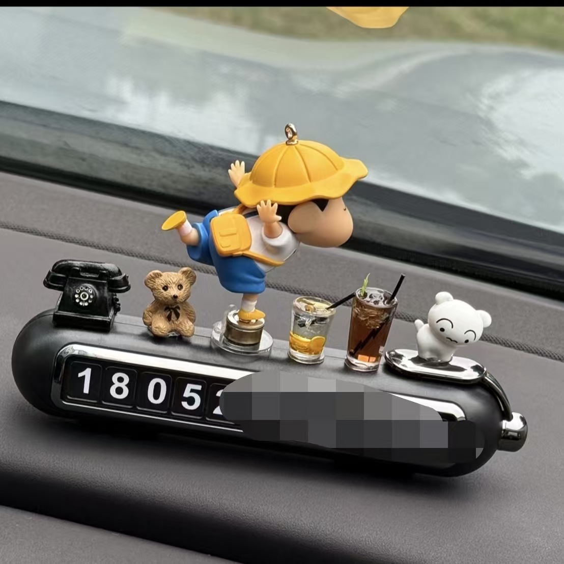 Rotating temporary parking number plate for cars, in-car phone number sign for moving vehicles, creative and cute car decoration