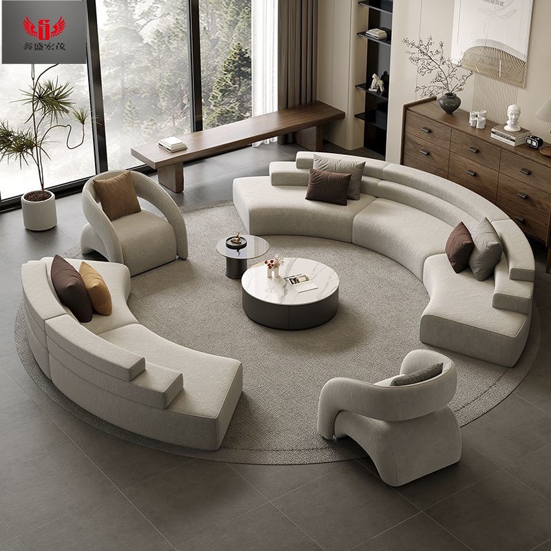 Diseñador nórdico sofá de tela minimalista Oficina de ventas Negociación de arco Hotel Lobby Salón de lujo ligero